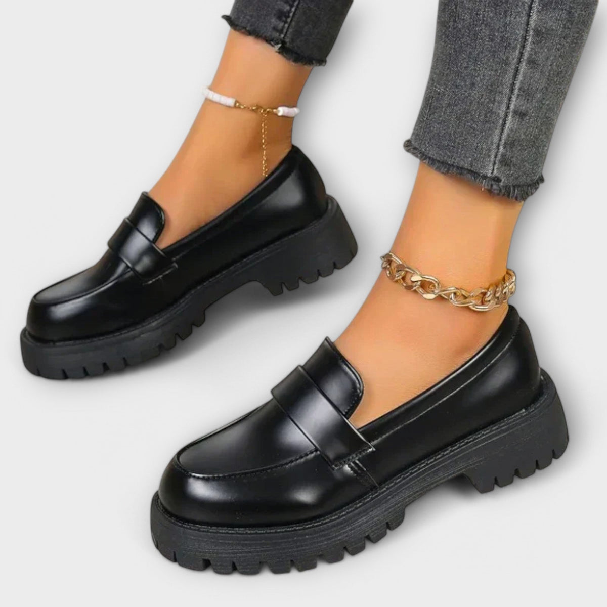 Rosanna | Black Chunky-Sole Loafers