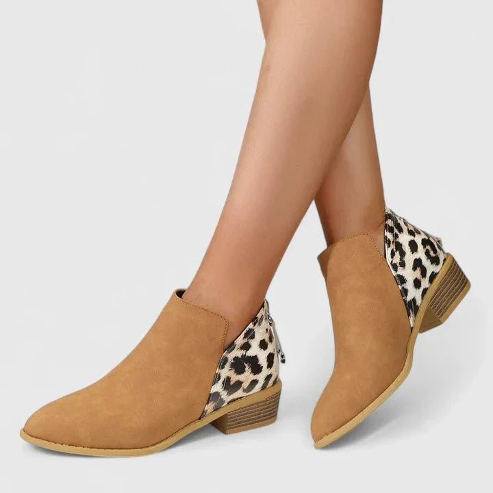 Rosie | Leopard Panel Ankle Boots
