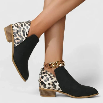 Rosie | Leopard Panel Ankle Boots