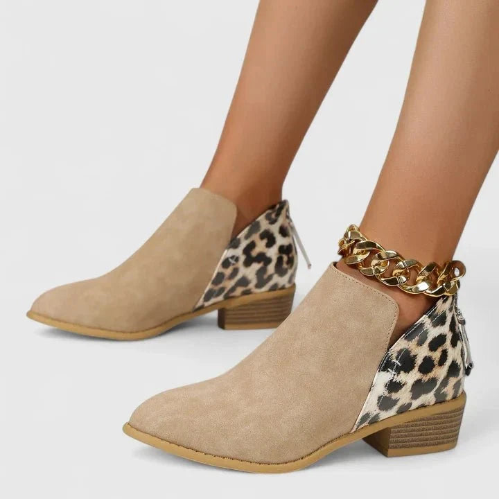 Rosie | Leopard Panel Ankle Boots