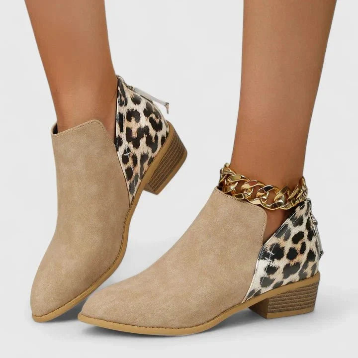 Rosie | Leopard Panel Ankle Boots