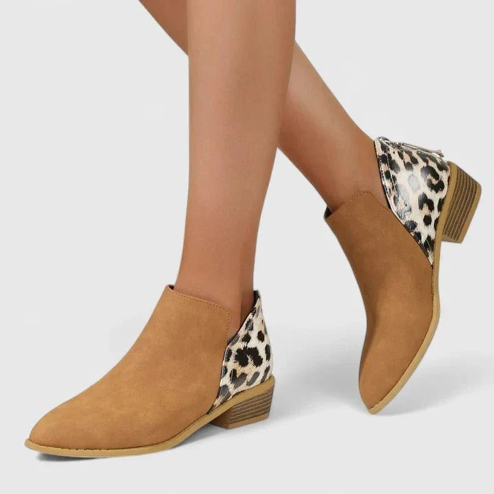 Rosie | Leopard Panel Ankle Boots