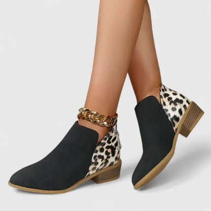 Rosie | Leopard Panel Ankle Boots