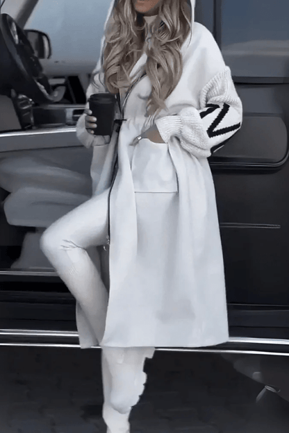 Rosie | Brown Contrast-Trim Long Coat