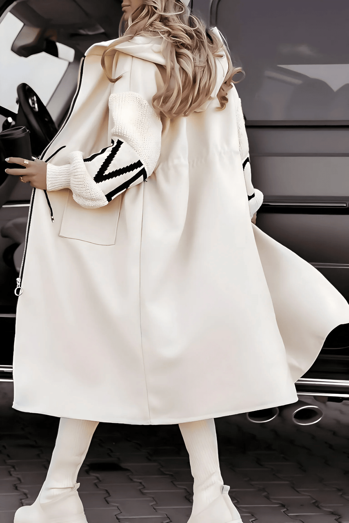 Rosie | Brown Contrast-Trim Long Coat