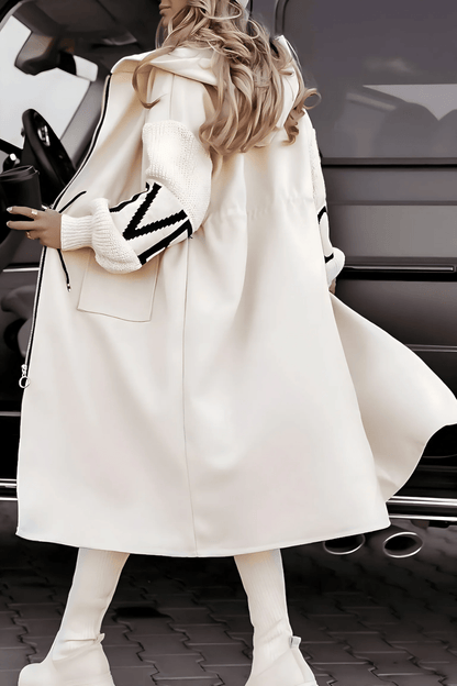 Rosie | Brown Contrast-Trim Long Coat