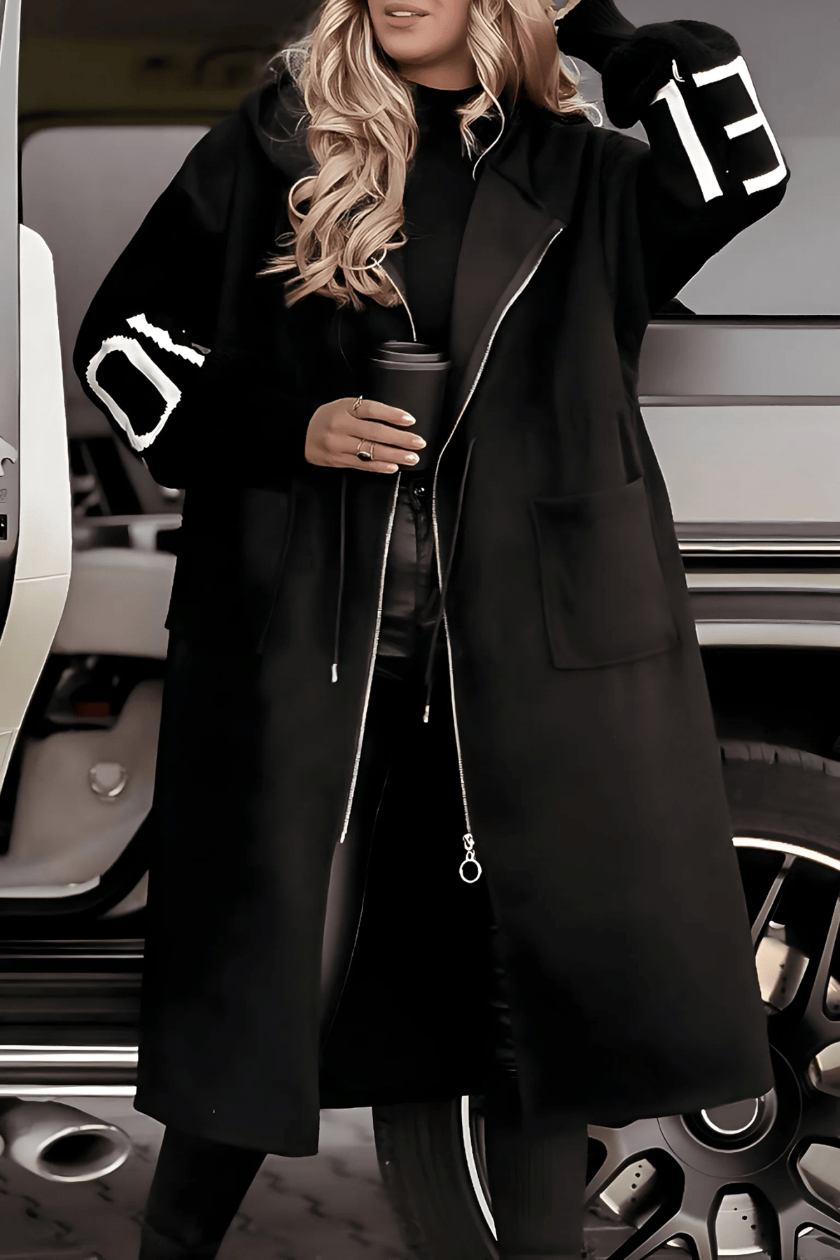 Rosie | Brown Contrast-Trim Long Coat
