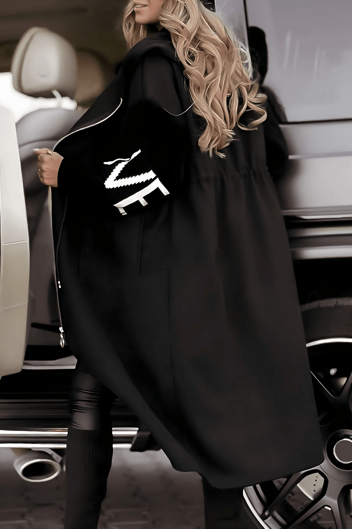 Rosie | Brown Contrast-Trim Long Coat