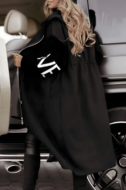 Rosie | Brown Contrast-Trim Long Coat
