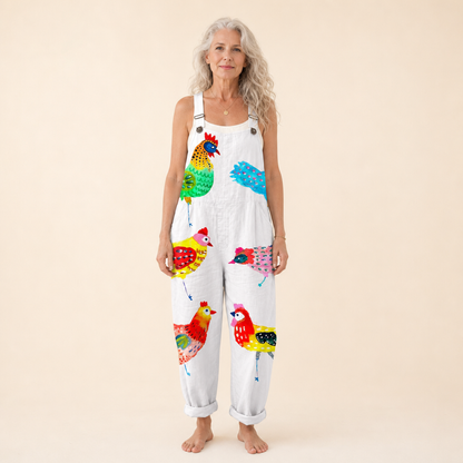 Ursula | Colourful Folk Bird Dungarees