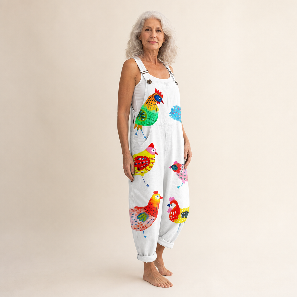 Ursula | Colourful Folk Bird Dungarees