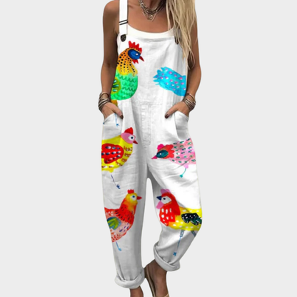 Ursula | Colourful Folk Bird Dungarees
