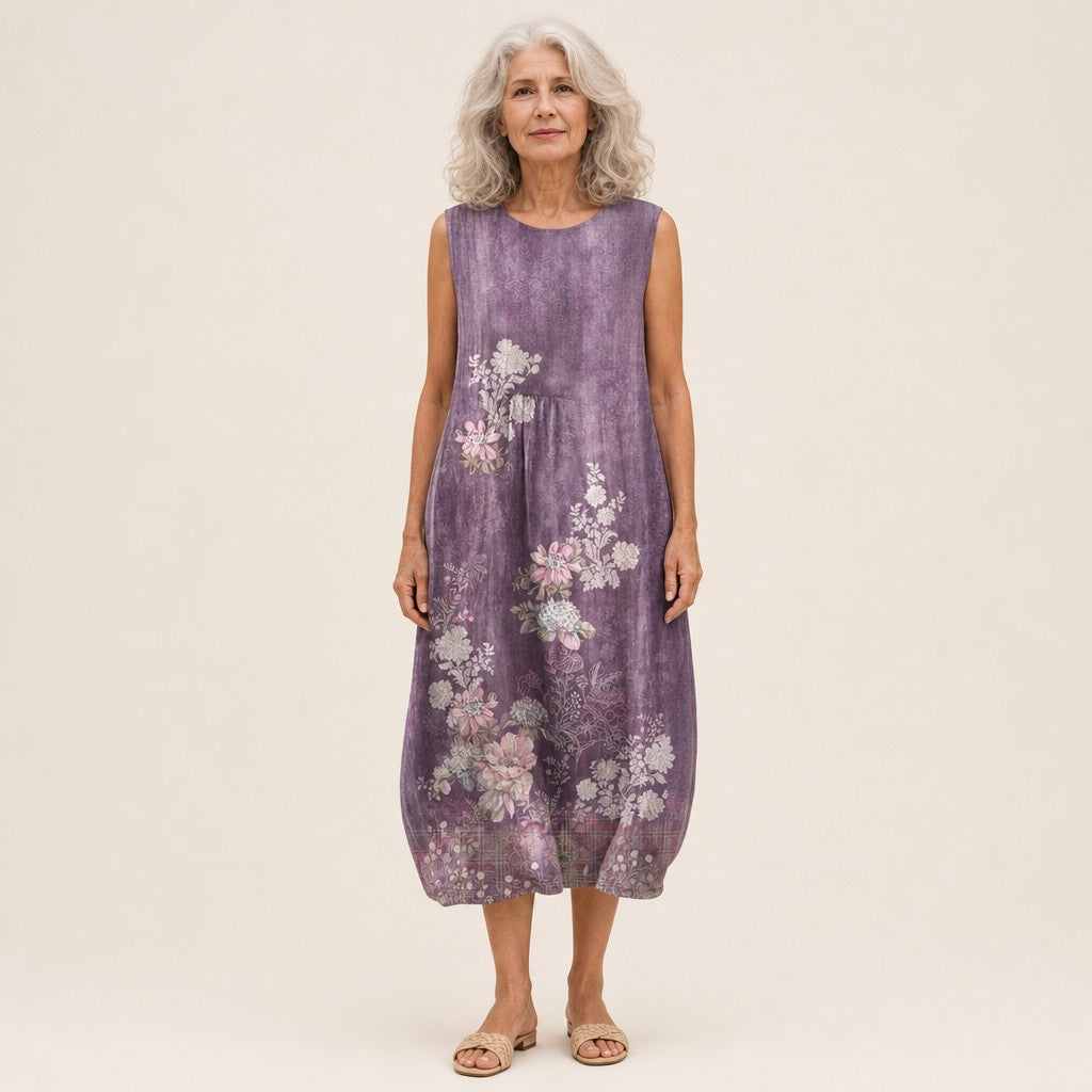 Tania | Violet Floral Sleeveless Midi Dress