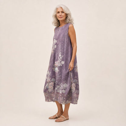 Tania | Violet Floral Sleeveless Midi Dress