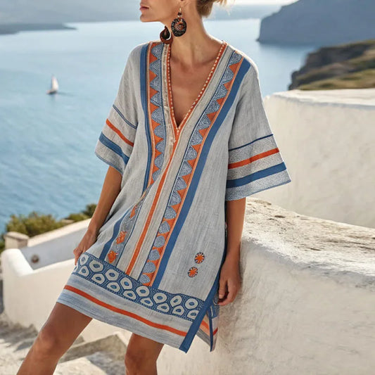 Florence | Printed Relaxed Linen Maxi Dress