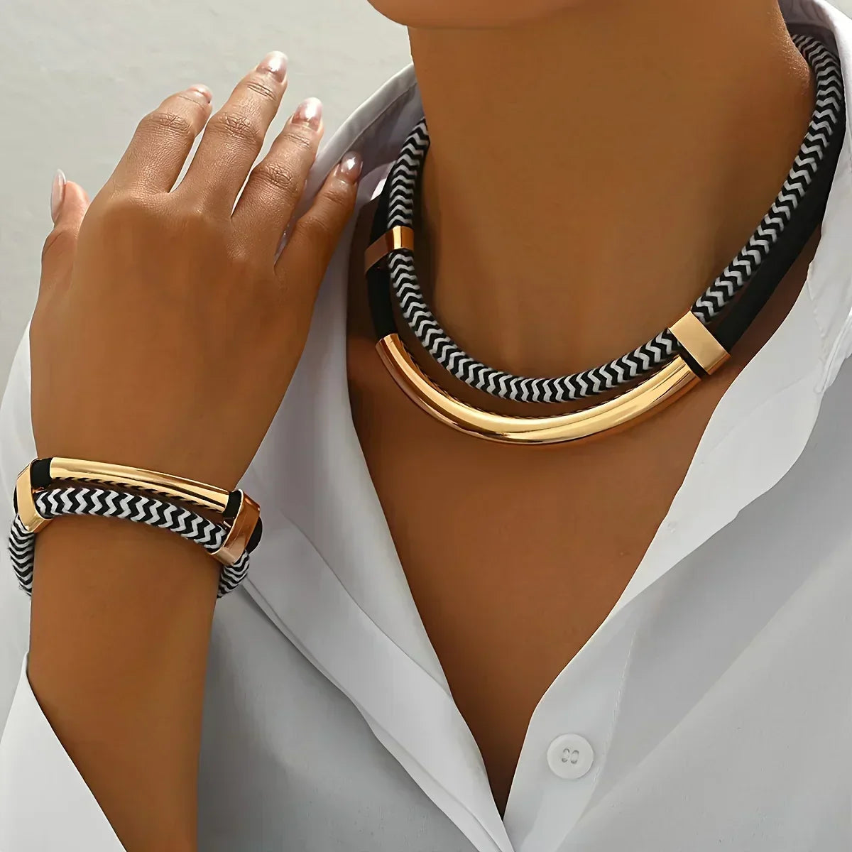 Mabel | Braided Necklace & Bracelet Set