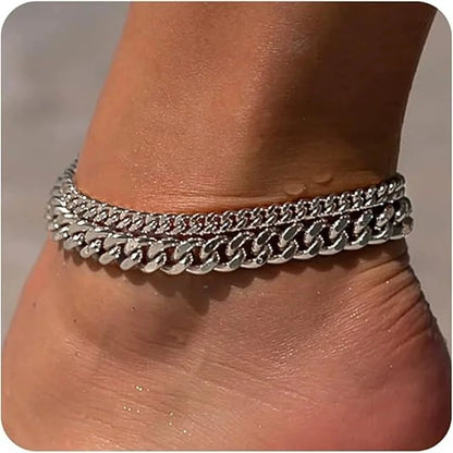 Duo | Layered Chain Anklet Set