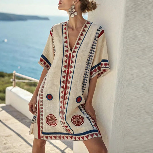 Harriet | Embroidered Relaxed Linen Dress