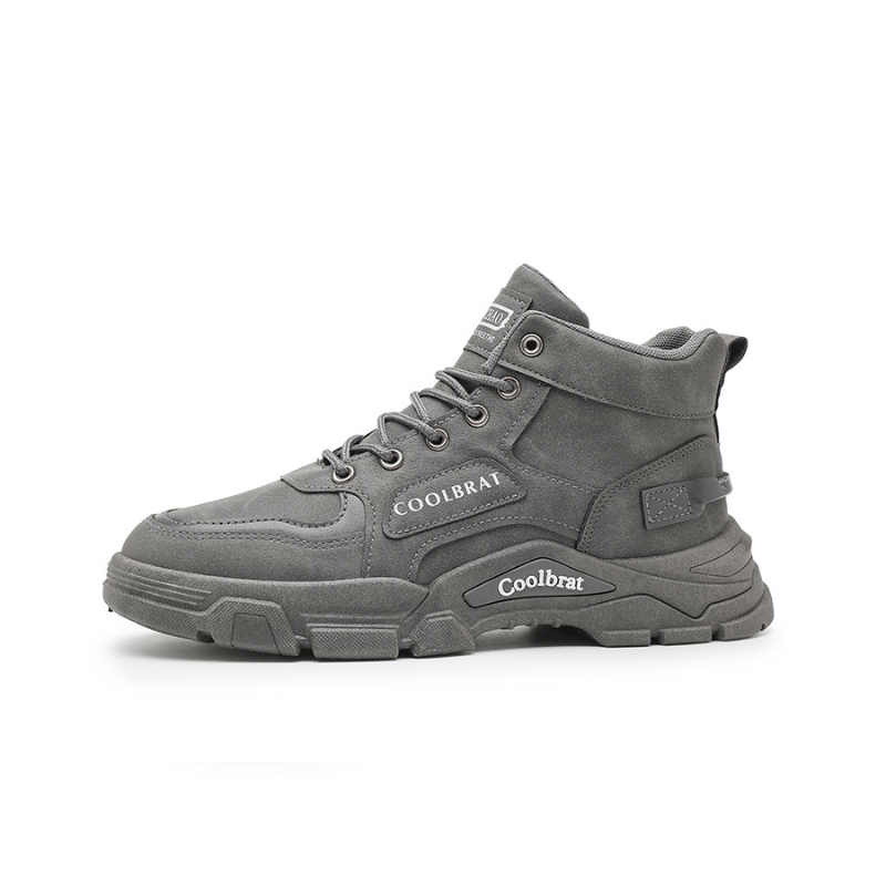 Freddie | Beige High-Top Trail Trainers