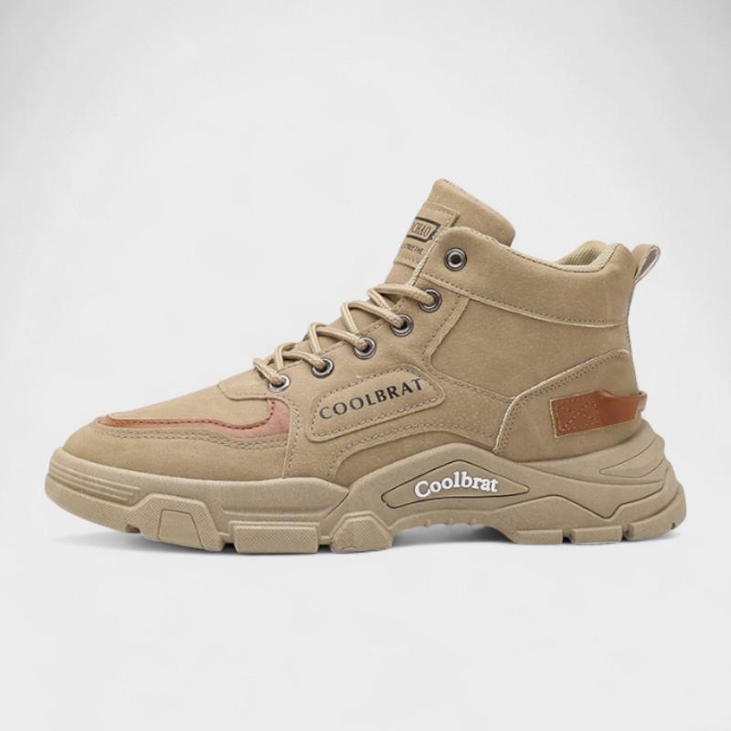 Freddie | Beige High-Top Trail Trainers