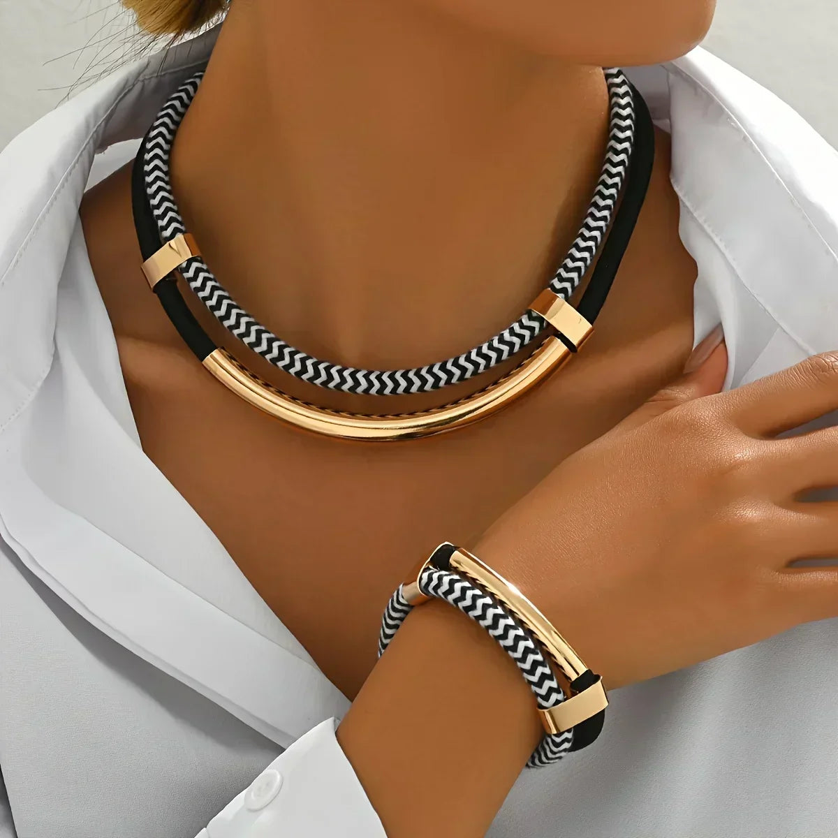 Mabel | Braided Necklace & Bracelet Set