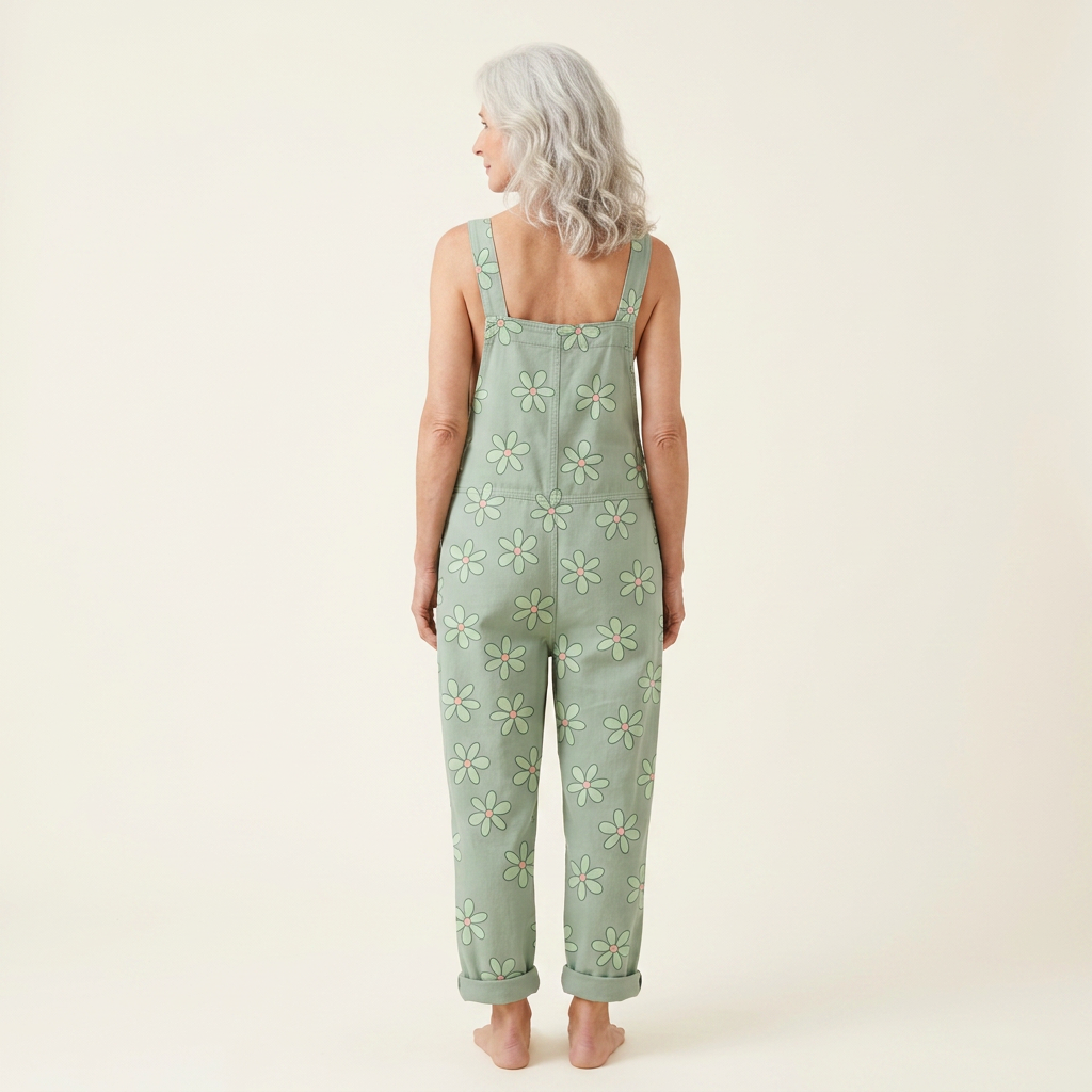 Margaret | Mint Ditsy Floral Dungarees