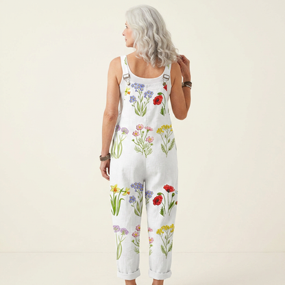 Greta | Ivory Wildflower Dungarees