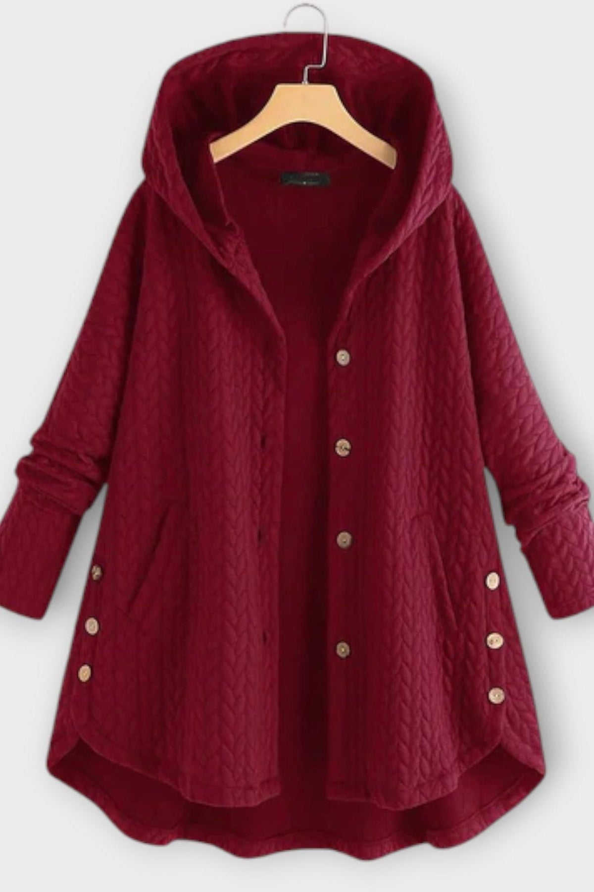 Skye | Black Textured Hooded Coat