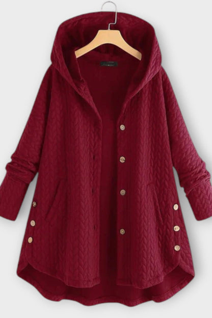 Skye | Black Textured Hooded Coat