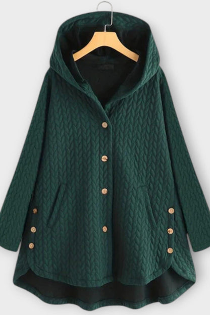 Skye | Black Textured Hooded Coat