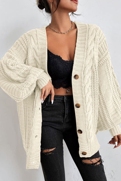 Skye | Brown Oversized Cable-Knit Cardigan