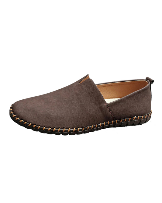 Thomas | Brown Leather Slip-On Loafers