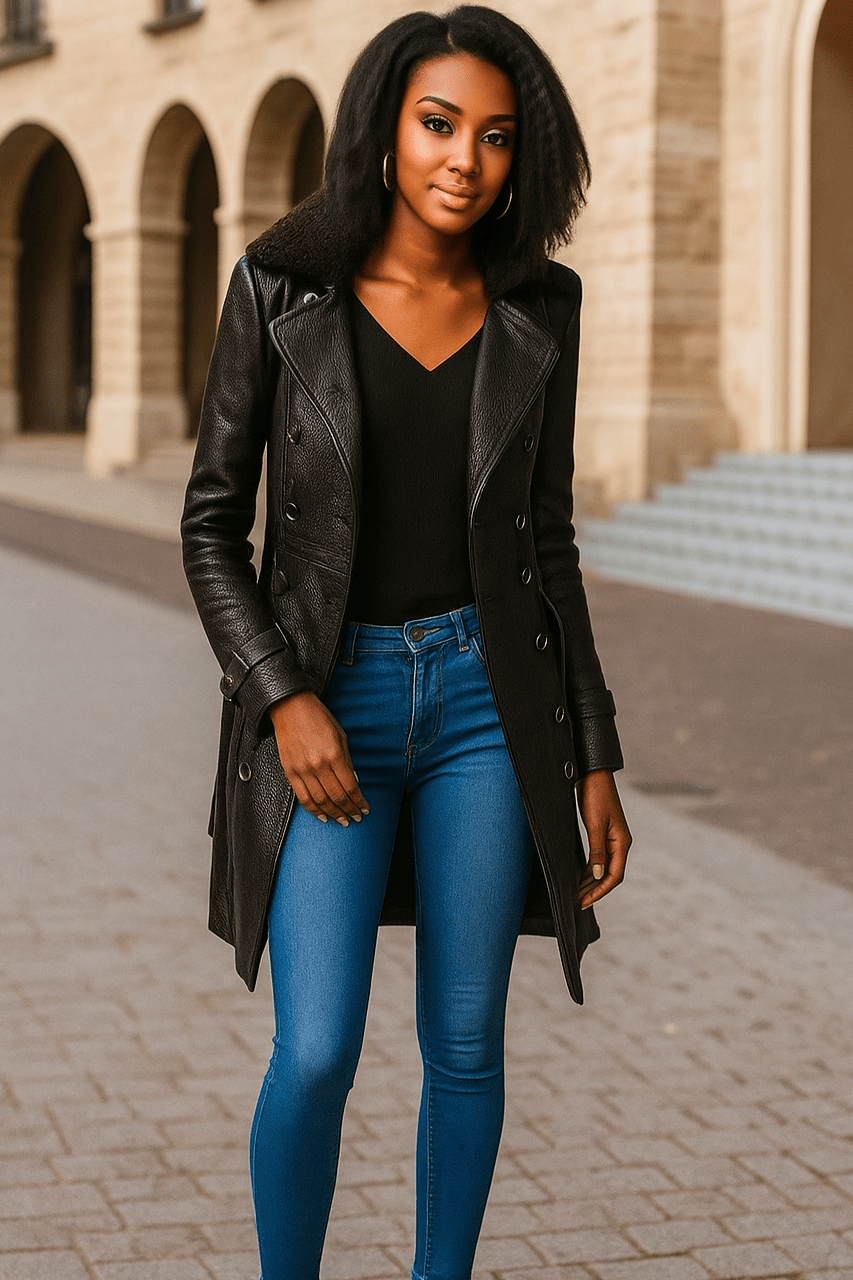 Sara | Black Faux-Fur Collar Coat