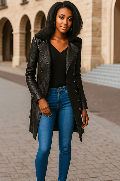 Sara | Black Faux-Fur Collar Coat