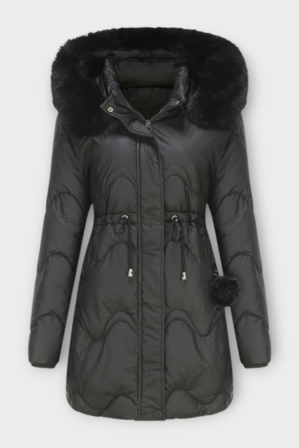 Sara | Black Quilted Drawstring Jacket