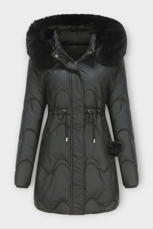 Sara | Black Quilted Drawstring Jacket