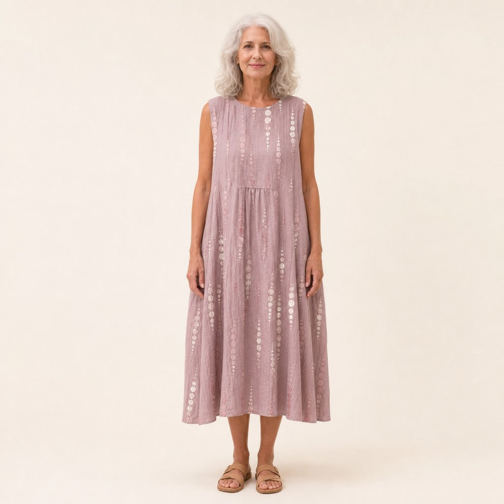 Beryl | Dusty Rose Textured Sleeveless Midi Dress
