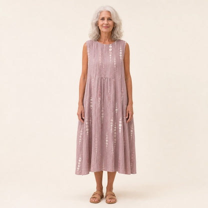 Beryl | Dusty Rose Textured Sleeveless Midi Dress