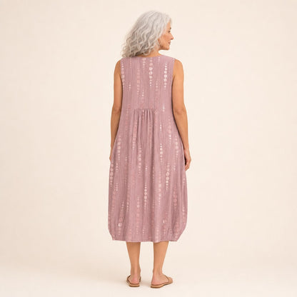 Beryl | Dusty Rose Textured Sleeveless Midi Dress