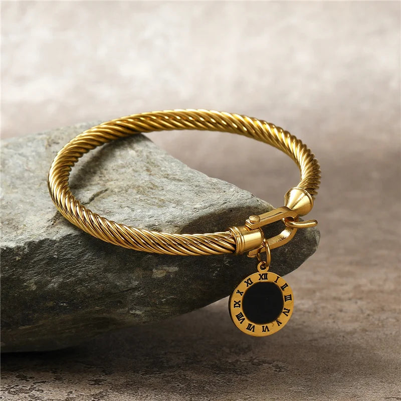 Jenny | Roman Numeral Charm Bangle