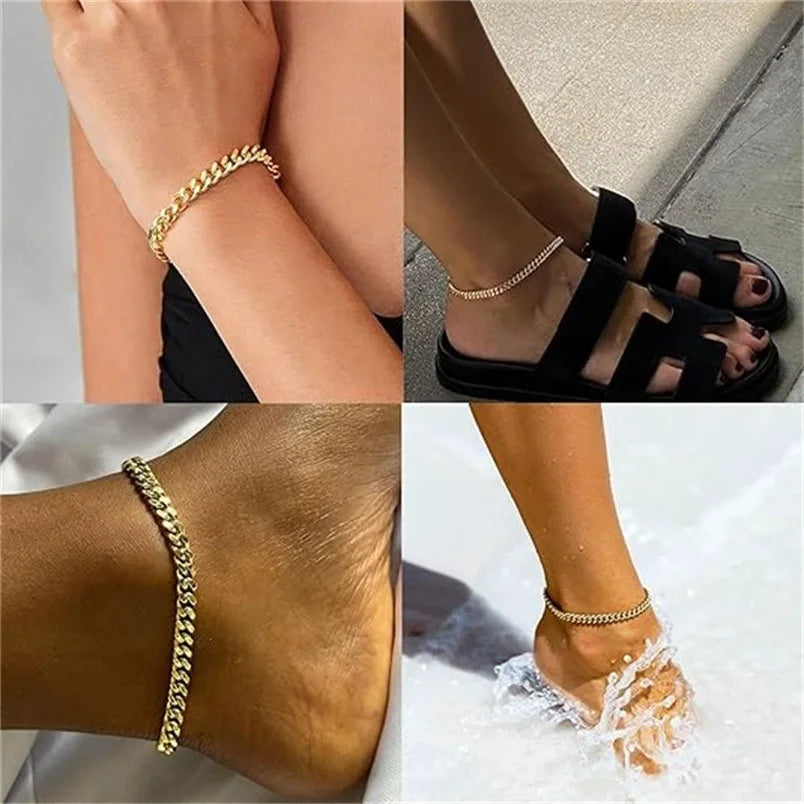 Duo | Layered Chain Anklet Set
