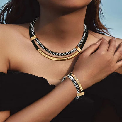 Mabel | Braided Necklace & Bracelet Set