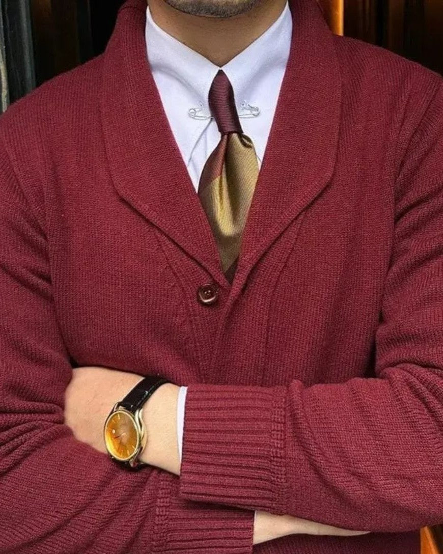 Sebastian | Burgundy Button Cardigan