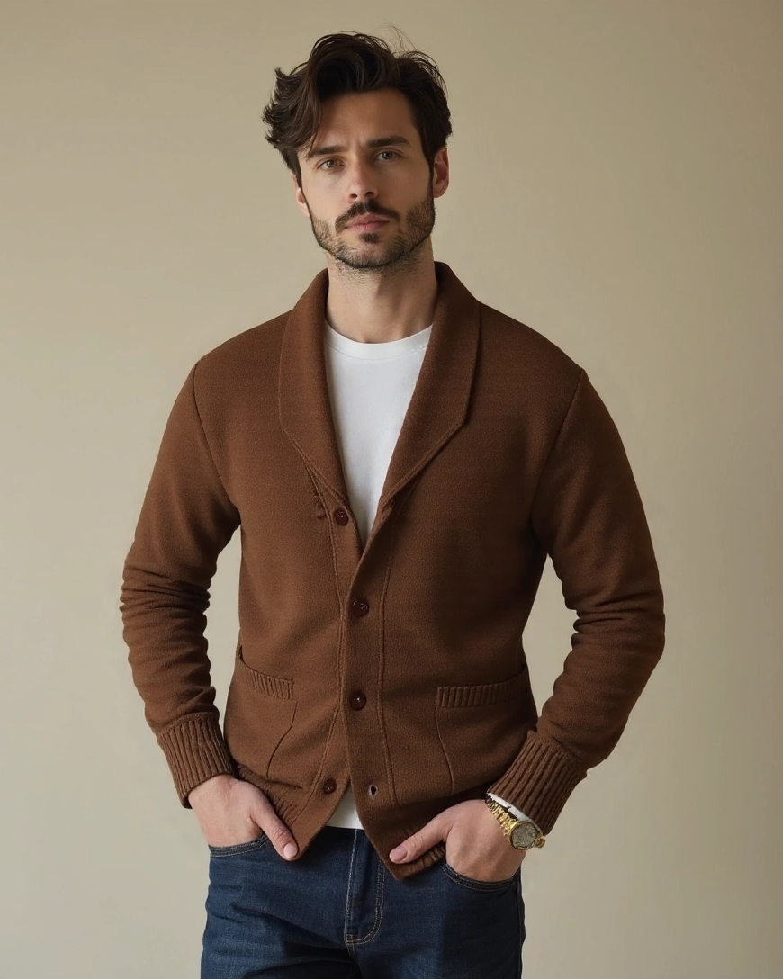 Sebastian | Burgundy Button Cardigan