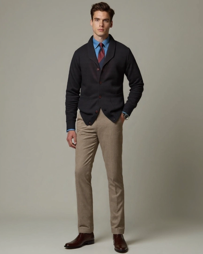Sebastian | Burgundy Button Cardigan