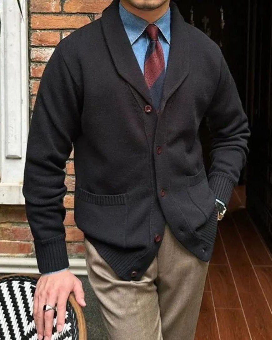 Sebastian | Burgundy Button Cardigan