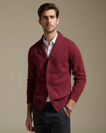 Sebastian | Burgundy Button Cardigan