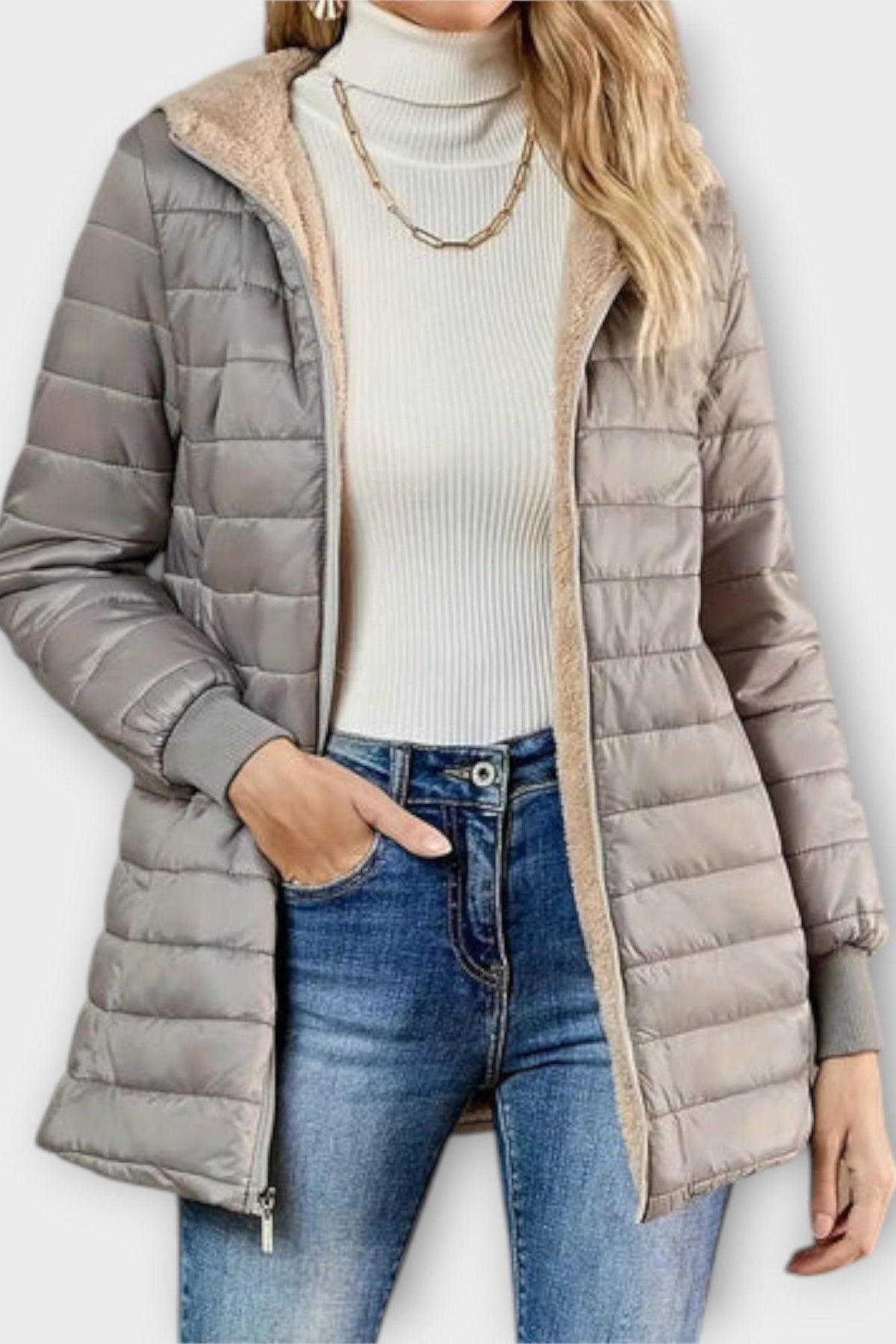 Selena | Grey Lightweight Quilted Jacket