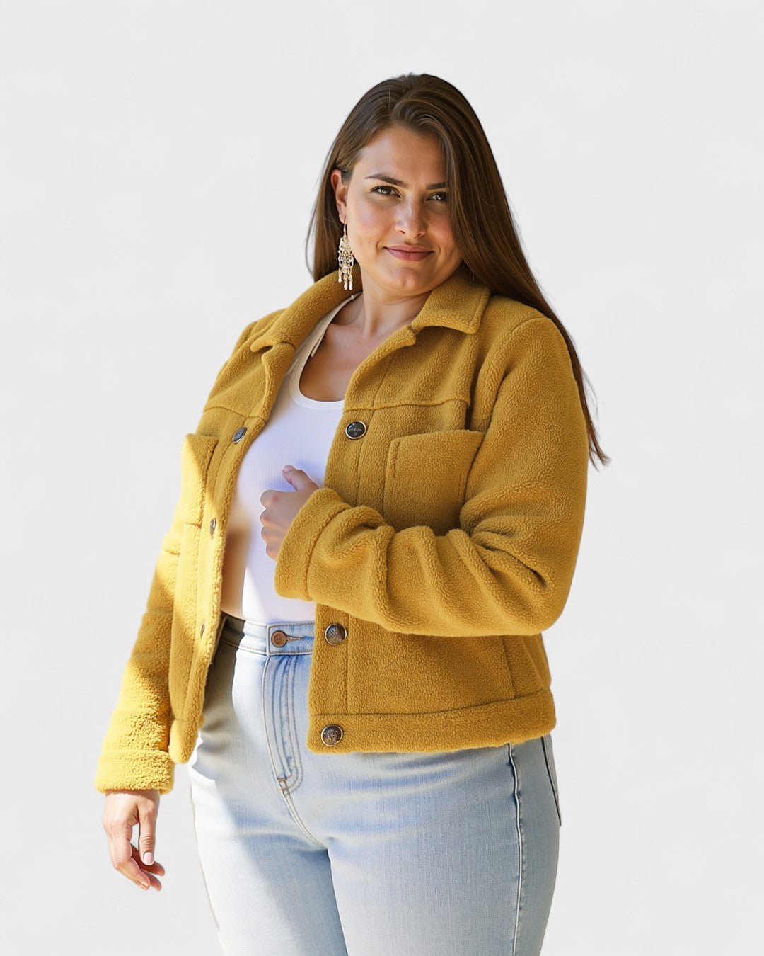 Selina | Mustard Fleece Jacket