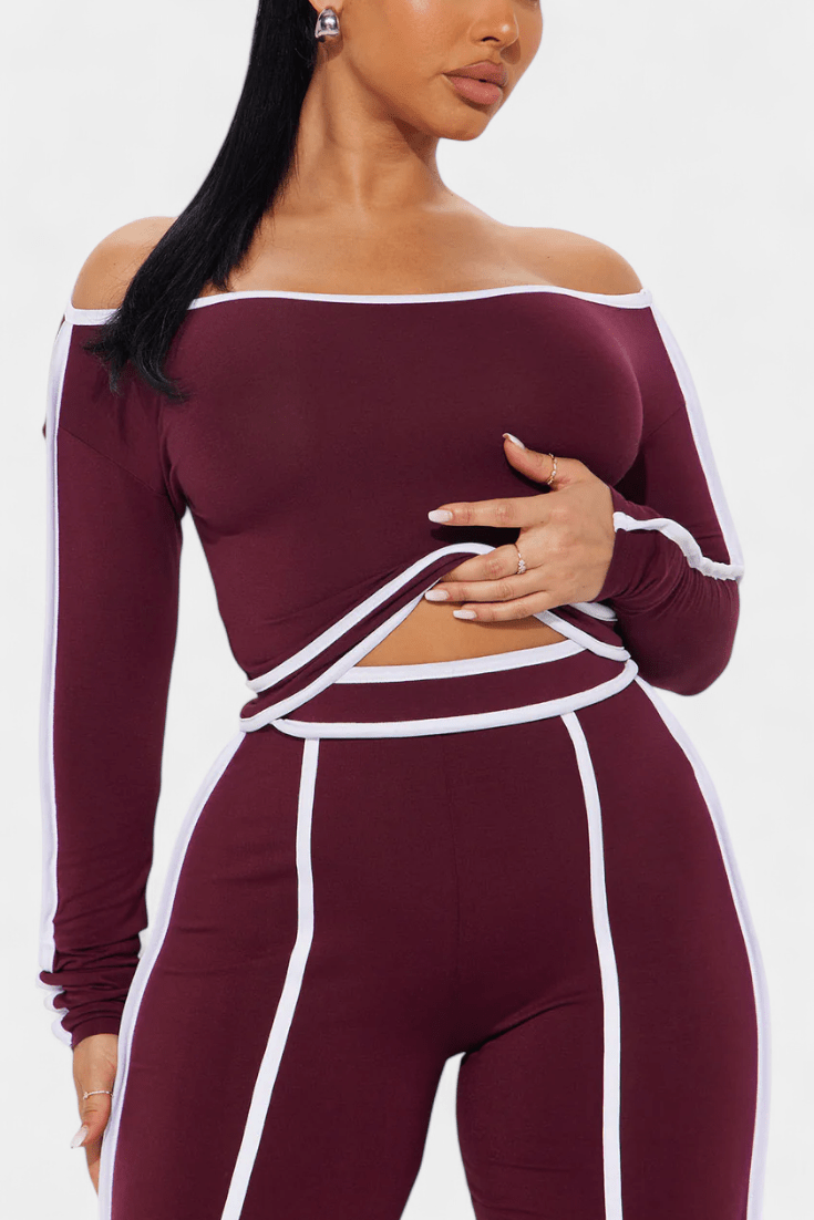 Shelley | Contrast-Stripe Top & Trouser Set